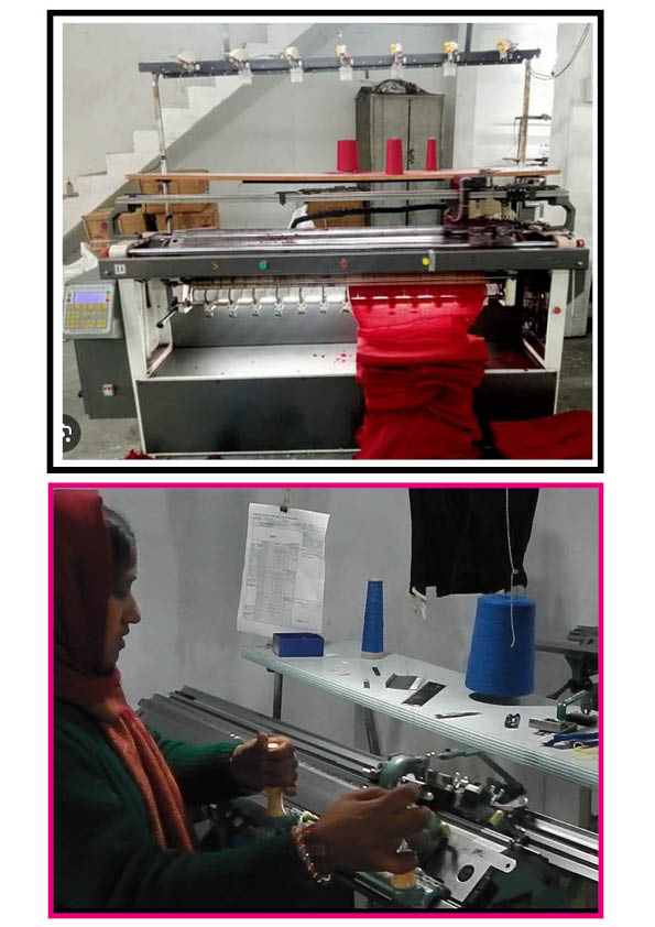 hand knitting looms are now replaced by industrial machines